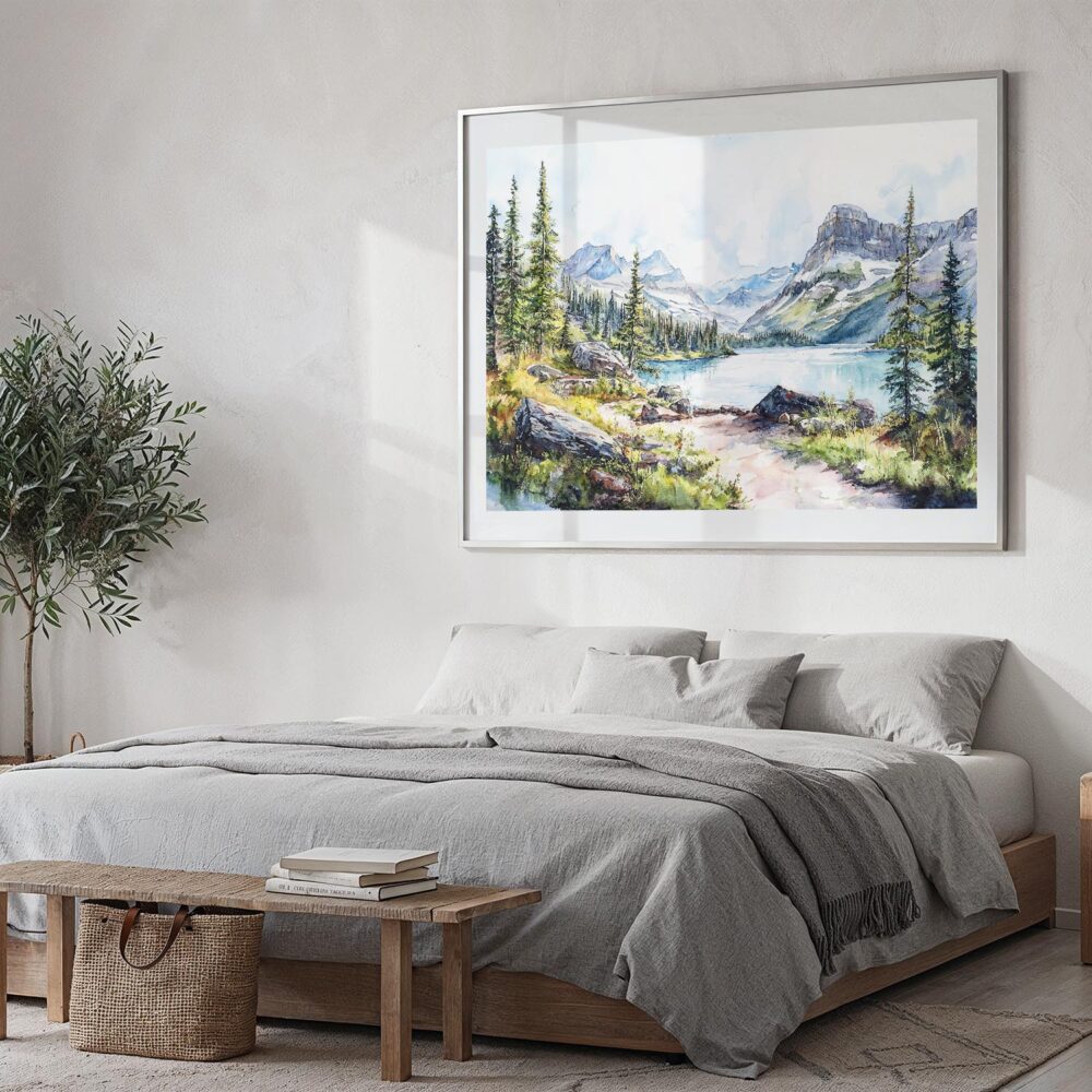 04 - Glacier National Park Watercolor - Horizontal Art - Digital Download - Bedroom.jpg 04 - Glacier National Park Watercolor - Horizontal Art - Digital Download - Bedroom.jpg