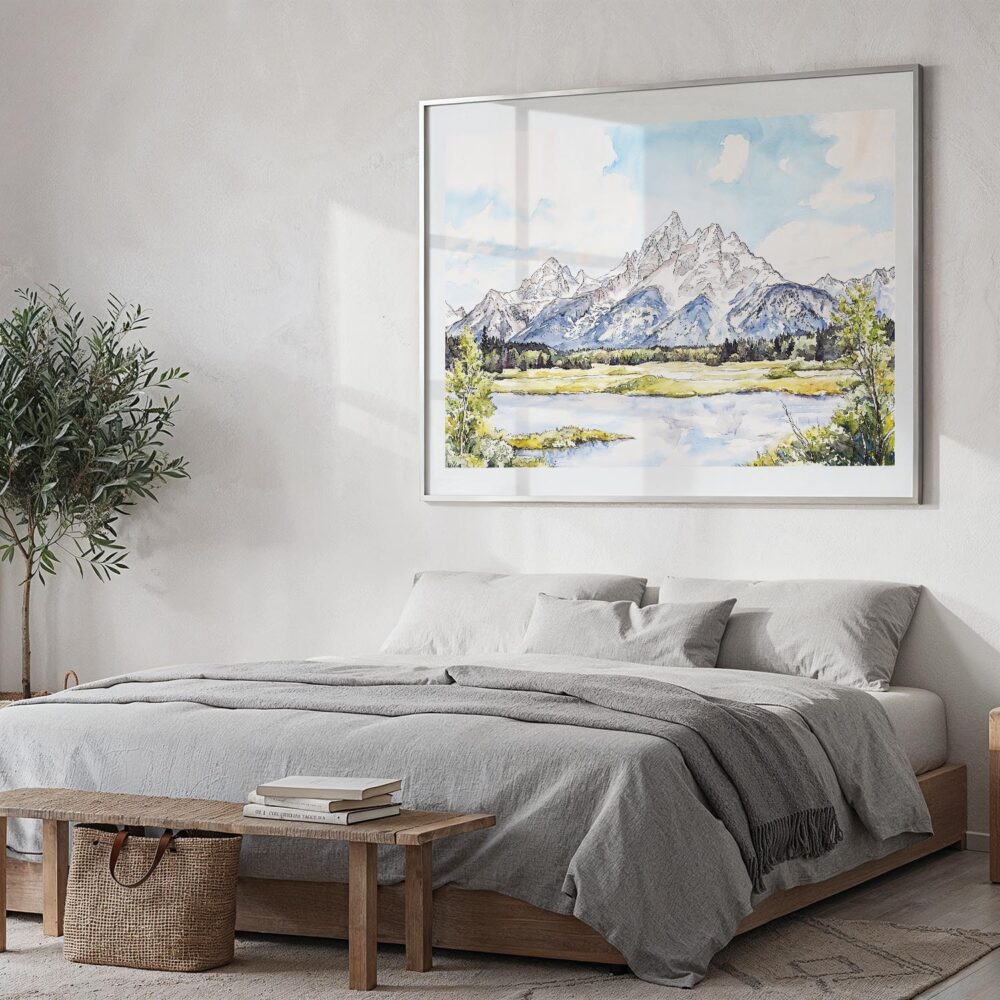 04 - Grand Teton National Park Watercolor - Horizontal Art - Digital Download - Bedroom.jpg 04 - Grand Teton National Park Watercolor - Horizontal Art - Digital Download - Bedroom.jpg