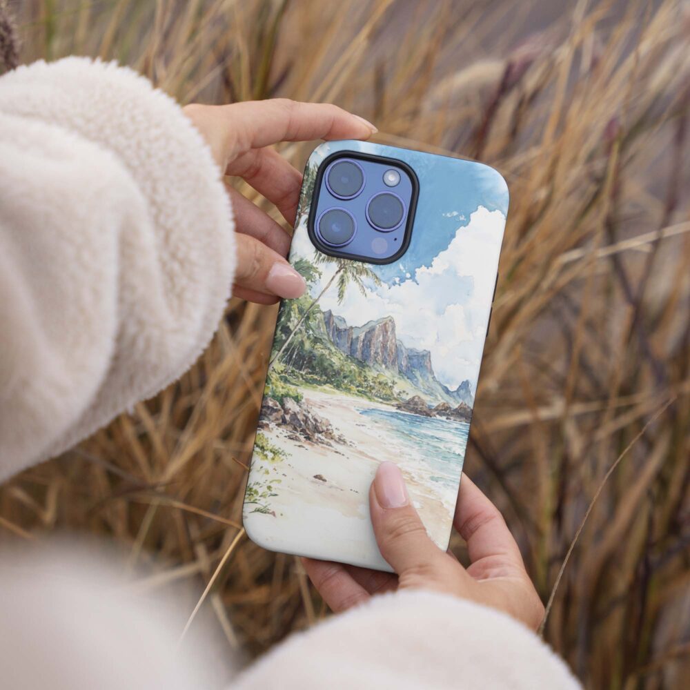 04 - Hawaii Kauai - Watercolor Art Phone Case - Female hand.jpg 04 - Hawaii Kauai - Watercolor Art Phone Case - Female hand.jpg