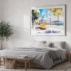 04 - Lisbon Portugal Yellow Tram Watercolor Art - Horizontal Art - Digital Download - Bedroom.jpg