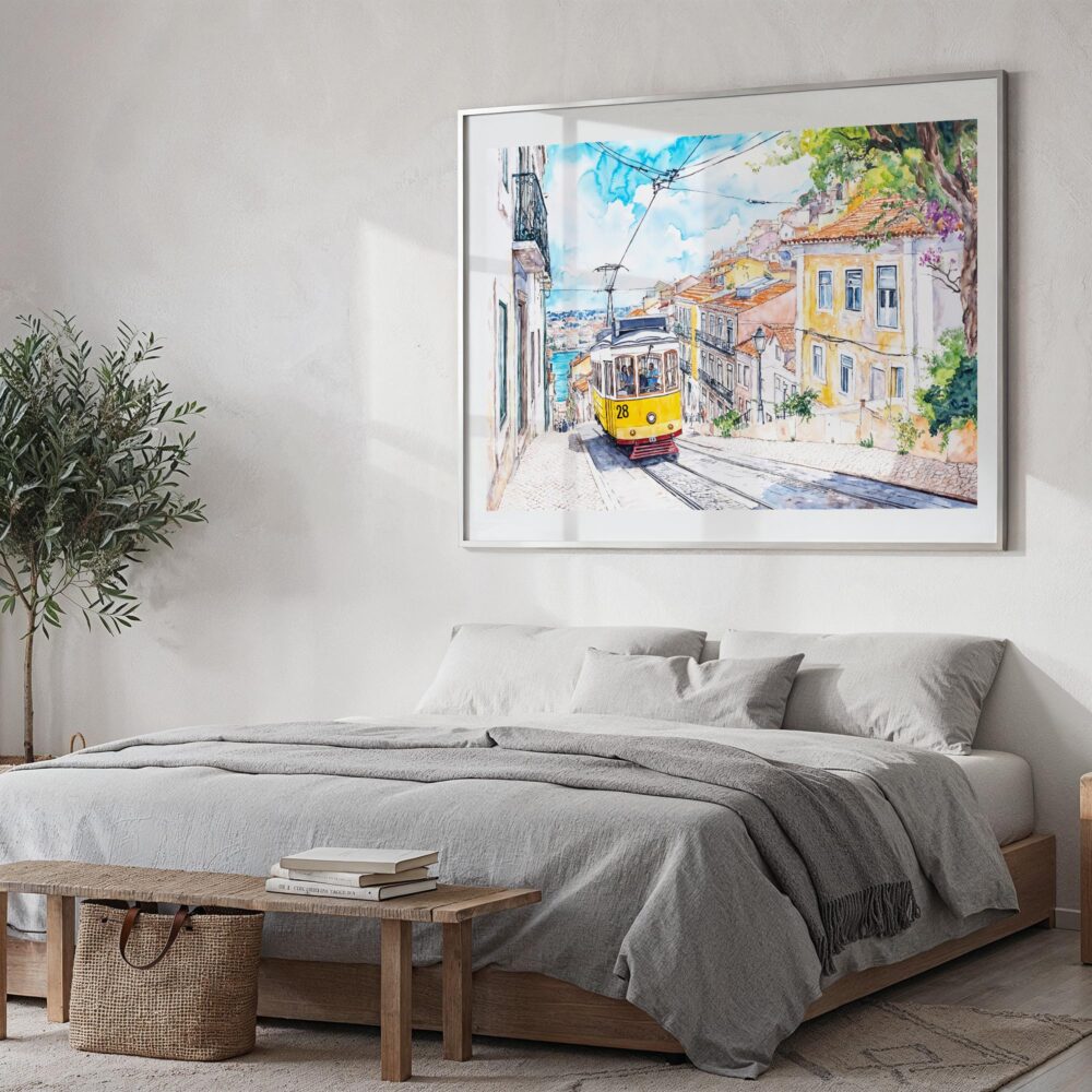 04 - Lisbon Watercolor Art - Horizontal Art - Digital Download - Bedroom.jpg 04 - Lisbon Watercolor Art - Horizontal Art - Digital Download - Bedroom.jpg