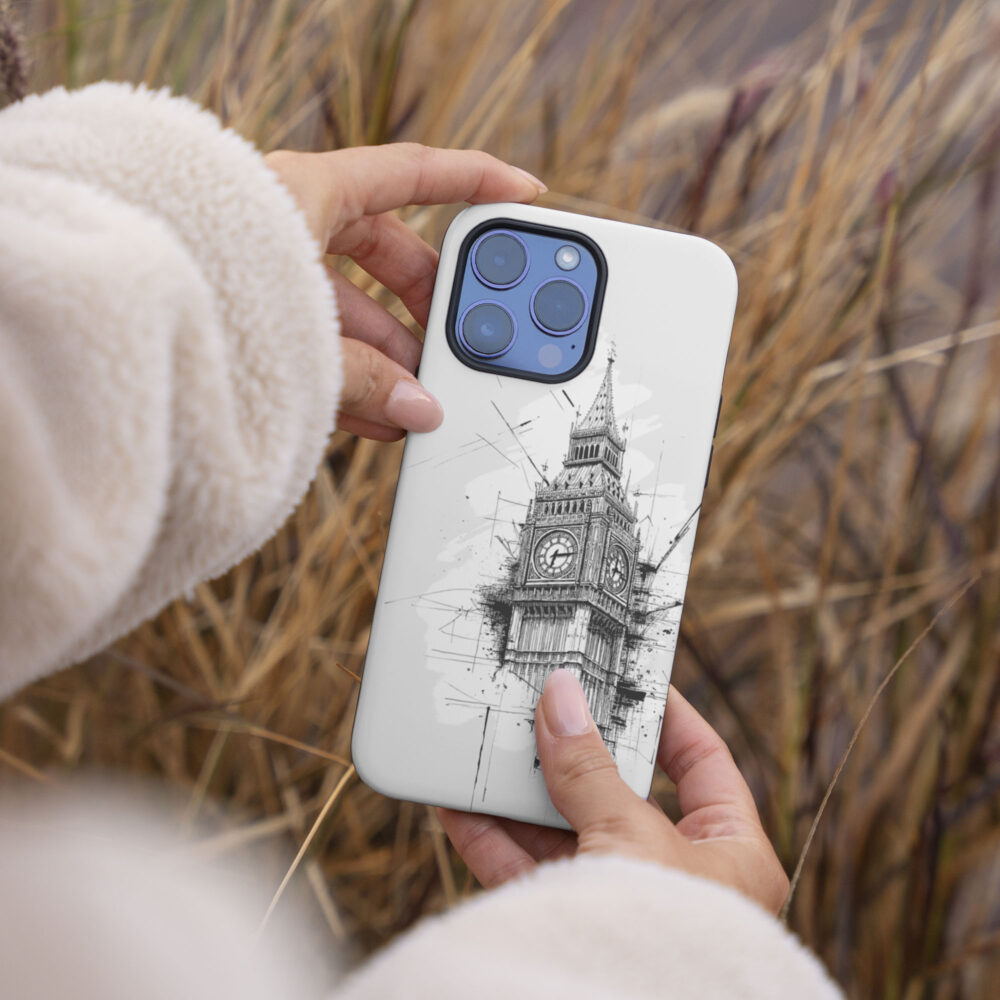 04 - London Big Ben Clock Tower Pencil Drawing Phone Case - Female hand.jpg 04 - London Big Ben Clock Tower Pencil Drawing Phone Case - Female hand.jpg