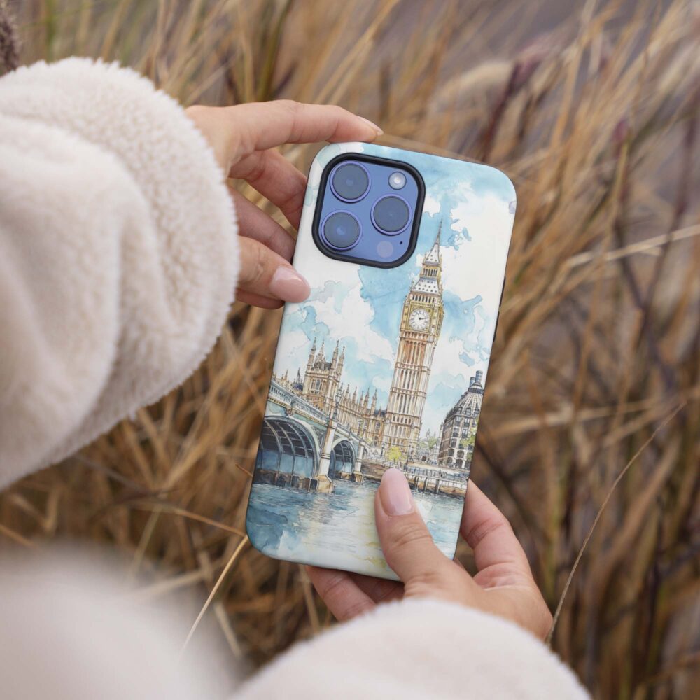 04 - London Big Ben - Watercolor Art Phone Case - Female hand.jpg 04 - London Big Ben - Watercolor Art Phone Case - Female hand.jpg