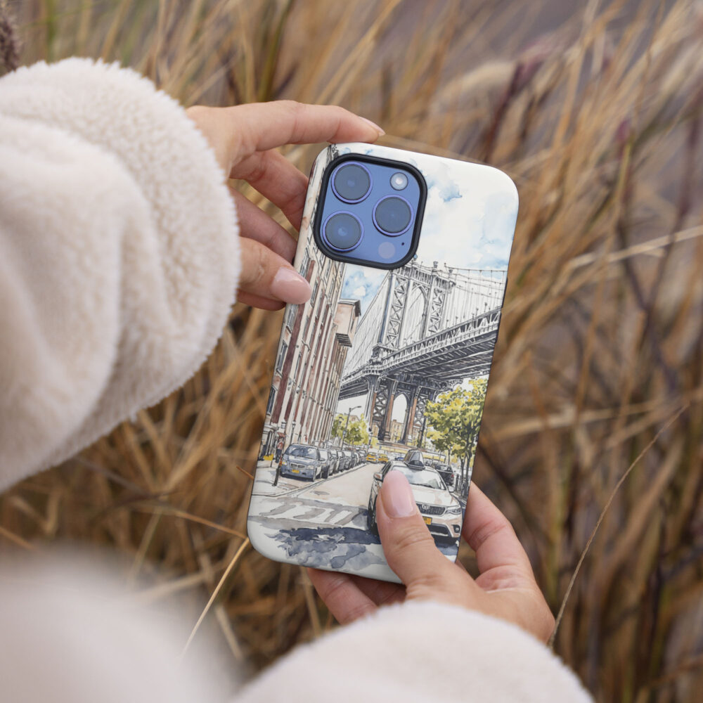 04 - Manhattan Bridge - Watercolor Art Phone Case - Female hand.jpg 04 - Manhattan Bridge - Watercolor Art Phone Case - Female hand.jpg