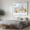 04 - Morning Coffee in Florence Italy with Cathedral Watercolor Art - Horizontal Art - Digital Download - Bedroom.jpg
