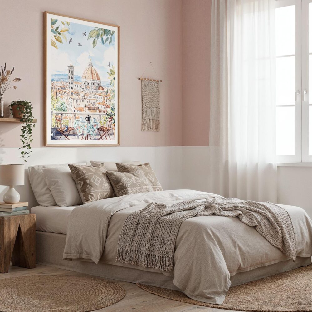 04 - Morning Coffee in Florence Watercolor Art Print in Boho Living Room - Vertical.jpg 04 - Morning Coffee in Florence Watercolor Art Print in Boho Living Room - Vertical.jpg