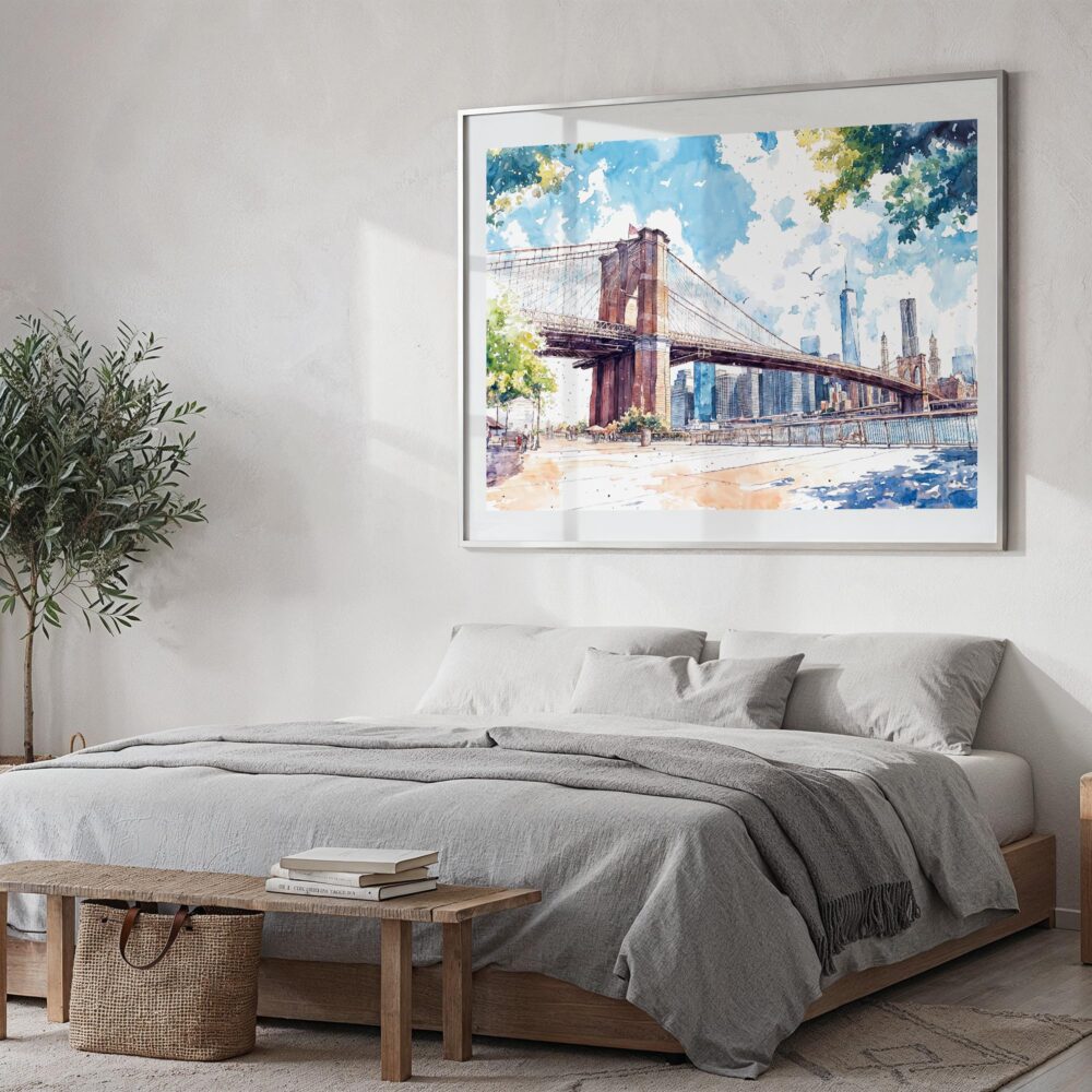 04 - NYC Brooklyn Bridge Watercolor Art - Horizontal Art - Digital Download - Bedroom.jpg 04 - NYC Brooklyn Bridge Watercolor Art - Horizontal Art - Digital Download - Bedroom.jpg