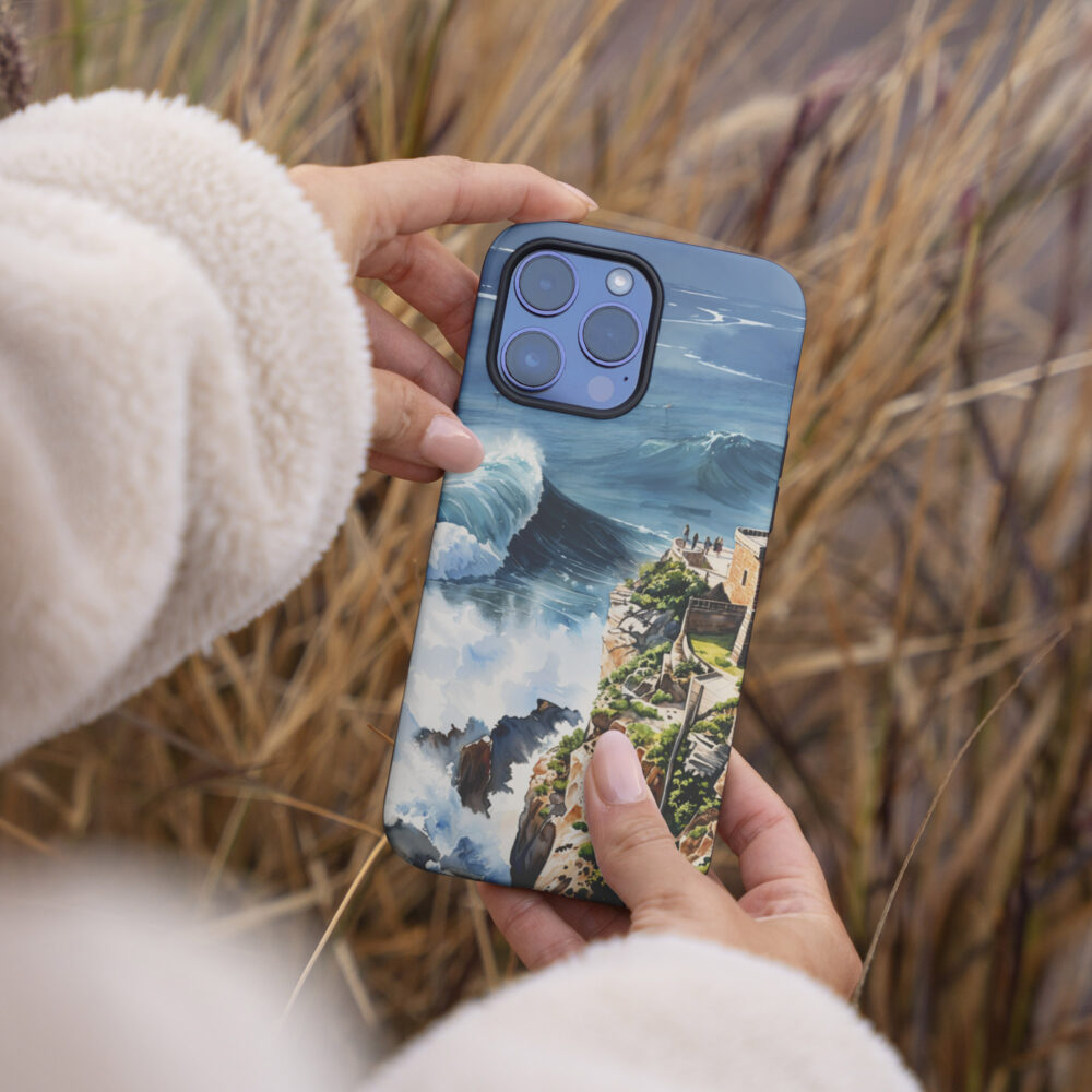 04 - Nazare Surfing Watercolor Art Phone Case - Female hand.jpg 04 - Nazare Surfing Watercolor Art Phone Case - Female hand.jpg