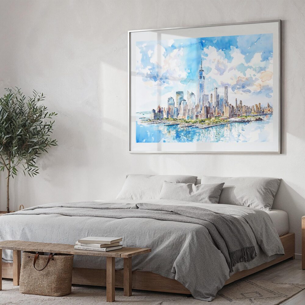 04 - New York City Skyline Watercolor Art - Horizontal Art - Digital Download - Bedroom.jpg 04 - New York City Skyline Watercolor Art - Horizontal Art - Digital Download - Bedroom.jpg