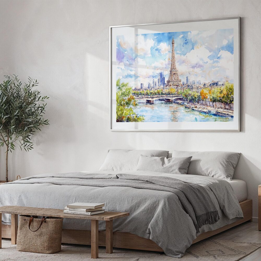 04 - Paris Eiffel Tower Watercolor Art - Horizontal Art - Digital Download - Bedroom.jpg 04 - Paris Eiffel Tower Watercolor Art - Horizontal Art - Digital Download - Bedroom.jpg