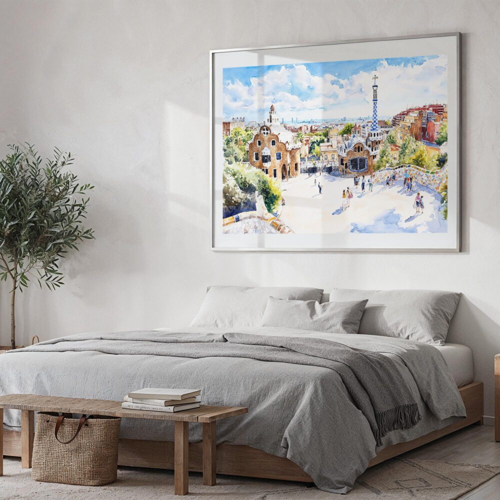 04 - Park Guell Spain Watercolor Art - Horizontal Art - Digital Download - Bedroom.jpg 04 - Park Guell Spain Watercolor Art - Horizontal Art - Digital Download - Bedroom.jpg