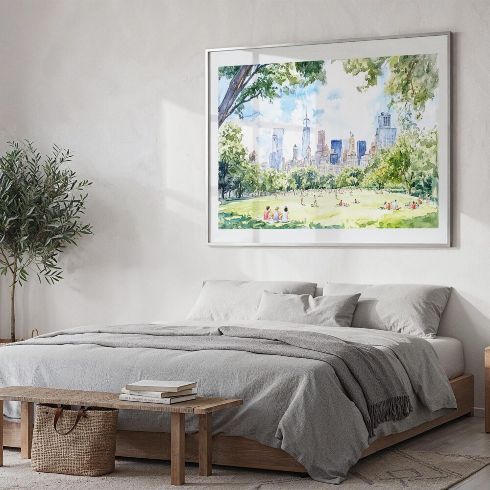 04 - Picnic in Central Park New York Watercolor Art - Horizontal Art - Digital Download - Bedroom.jpg 04 - Picnic in Central Park New York Watercolor Art - Horizontal Art - Digital Download - Bedroom.jpg