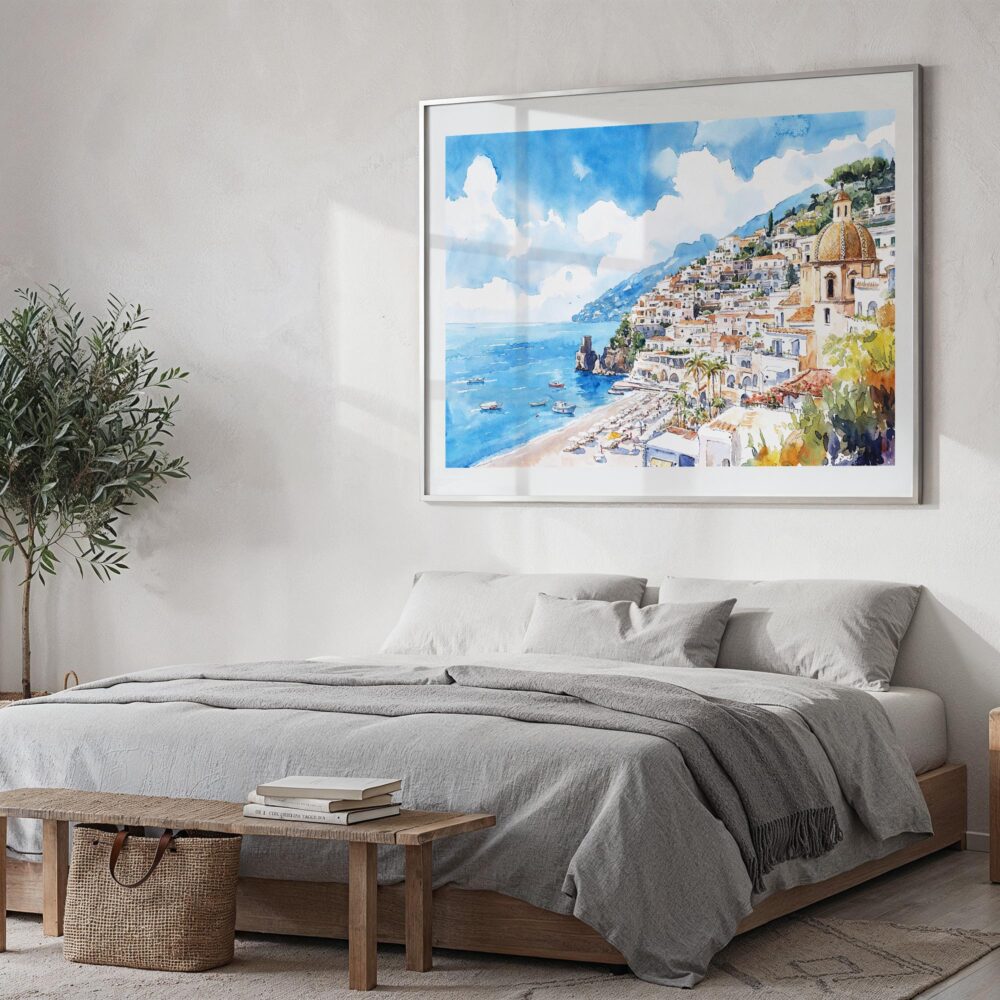 04 - Positano Italy Watercolor Art - Horizontal Art - Digital Download - Bedroom.jpg 04 - Positano Italy Watercolor Art - Horizontal Art - Digital Download - Bedroom.jpg