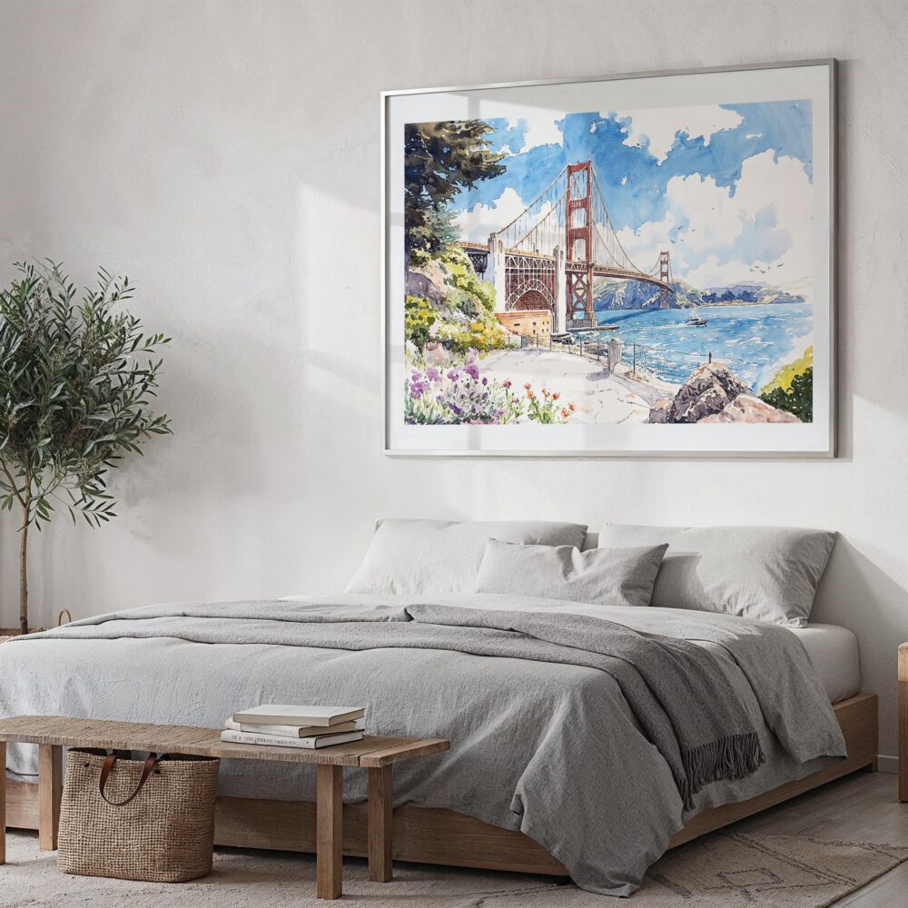 04 - San Francisco Golden Gate Bridge Watercolor Art - Horizontal Art - Digital Download - Bedroom.jpg 04 - San Francisco Golden Gate Bridge Watercolor Art - Horizontal Art - Digital Download - Bedroom.jpg