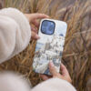 04 - Santorini Blue Dome - Watercolor Art Phone Case - Female hand.jpg