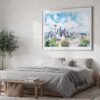 04 - Seattle Skyline with Mount Rainier Watercolor Art - Horizontal Art - Digital Download - Bedroom.jpg