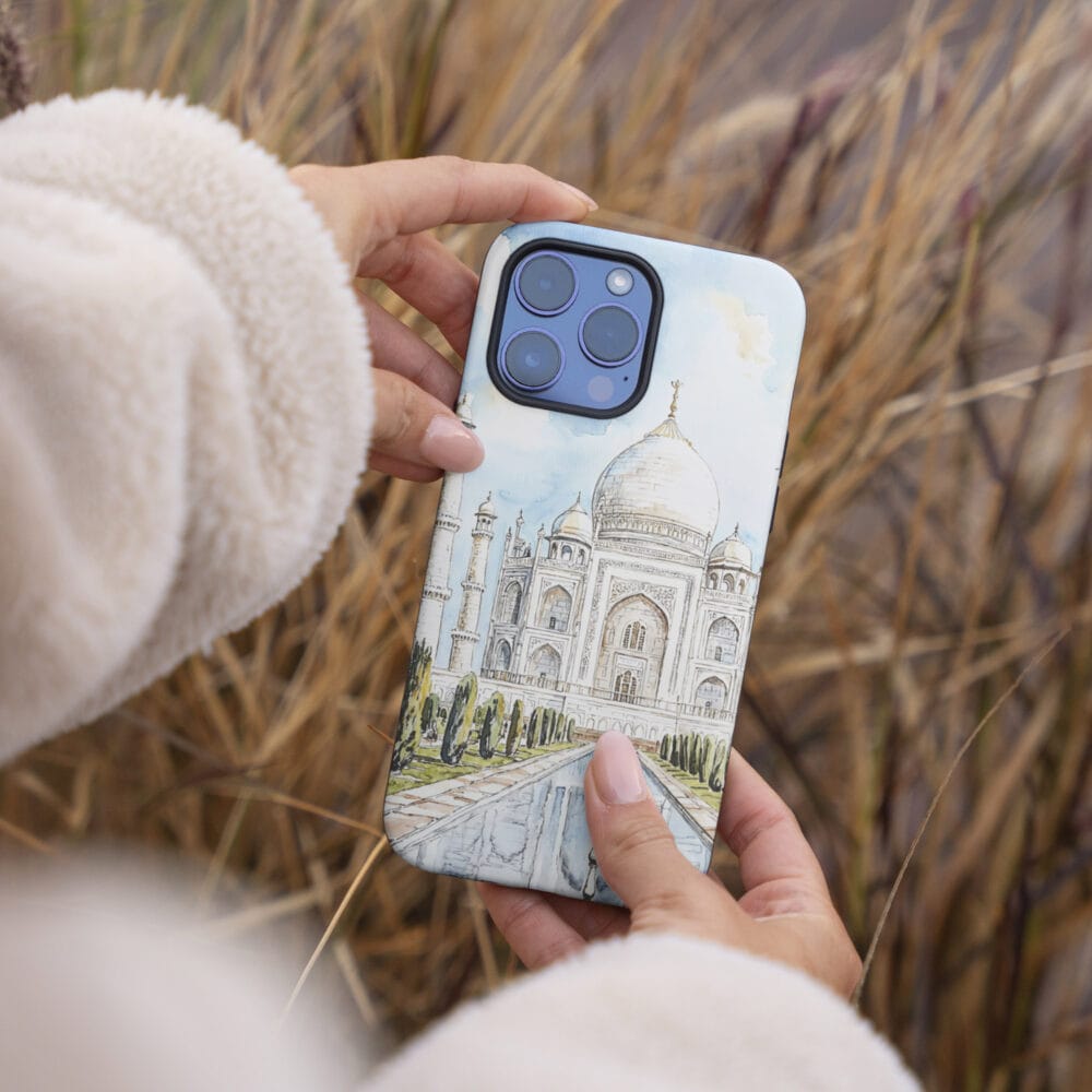 04 - Taj Mahal Watercolor Art Phone Case - Female hand.jpg 04 - Taj Mahal Watercolor Art Phone Case - Female hand.jpg