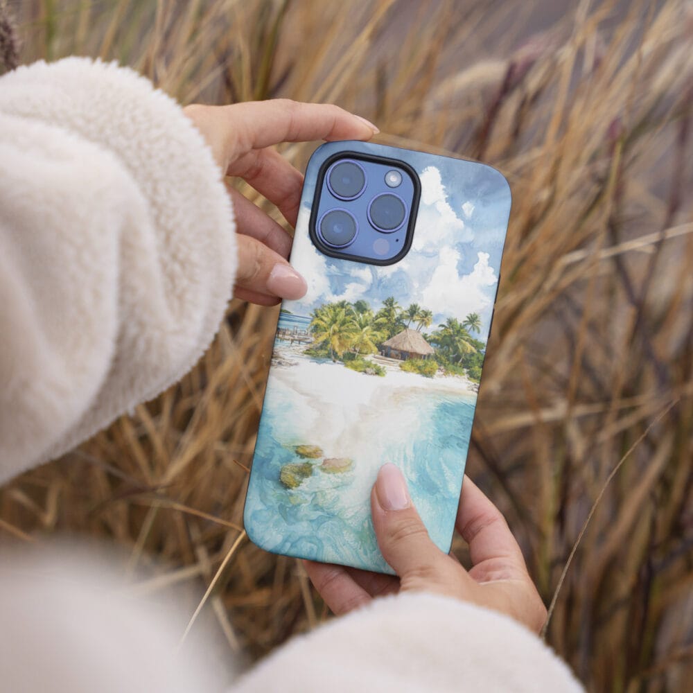 04 - The Bahamas Watercolor Art Phone Case - Female hand.jpg 04 - The Bahamas Watercolor Art Phone Case - Female hand.jpg