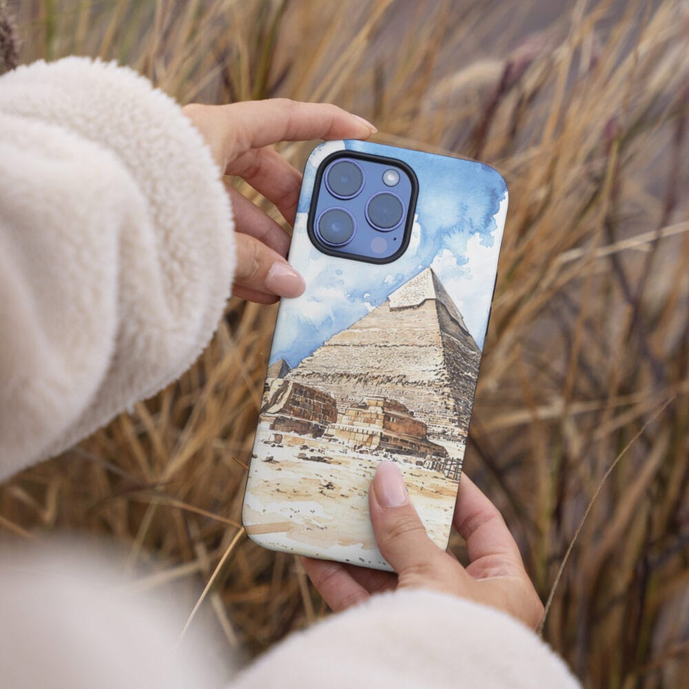 04 - The Pyramids of Giza Watercolor Art Phone Case - Female hand.jpg 04 - The Pyramids of Giza Watercolor Art Phone Case - Female hand.jpg