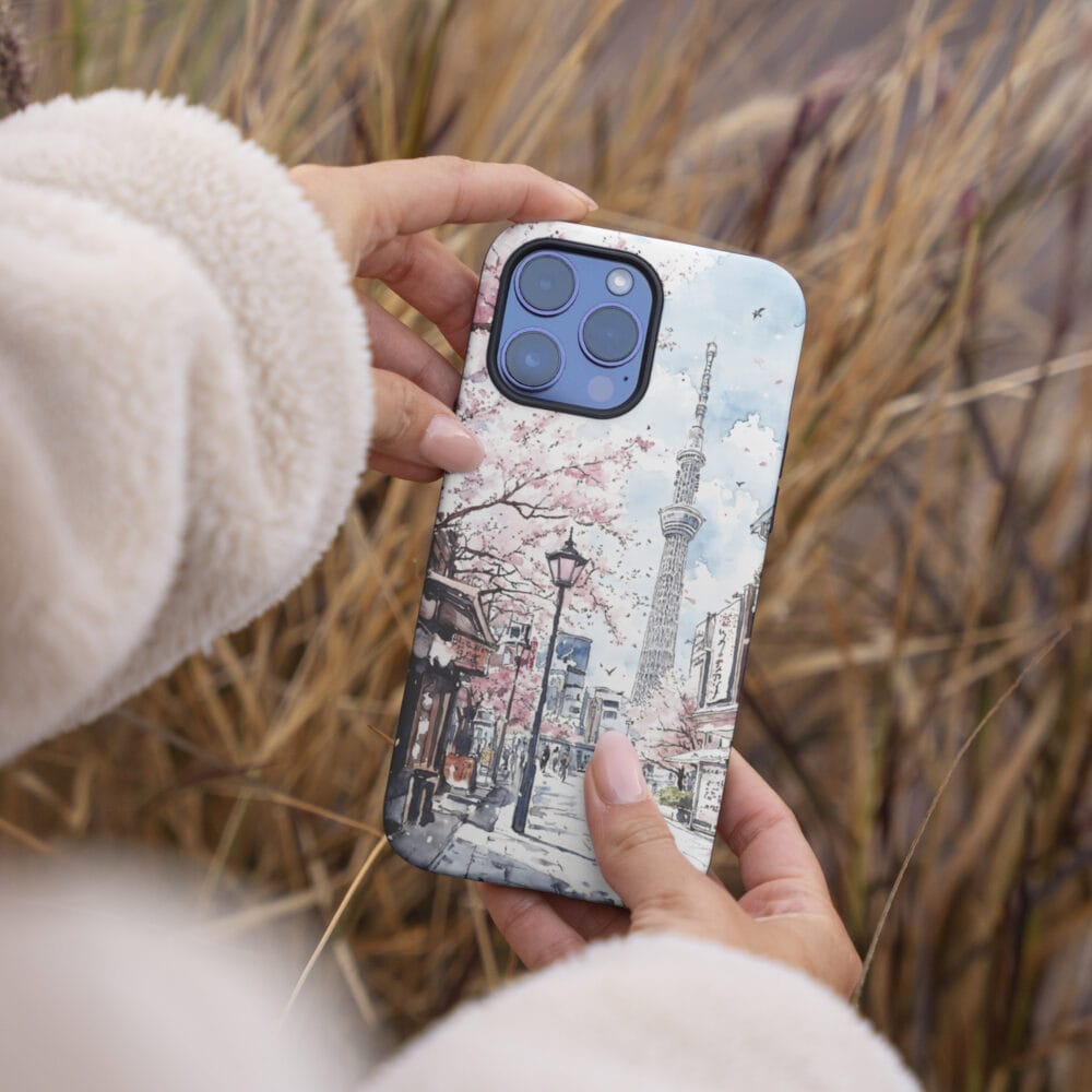 04 - Tokyo Skytree Watercolor Art Phone Case - Female hand.jpg 04 - Tokyo Skytree Watercolor Art Phone Case - Female hand.jpg