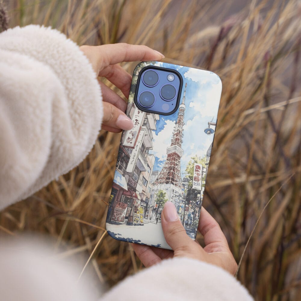 04 - Tokyo Tower - Watercolor Art Phone Case - Female hand.jpg 04 - Tokyo Tower - Watercolor Art Phone Case - Female hand.jpg