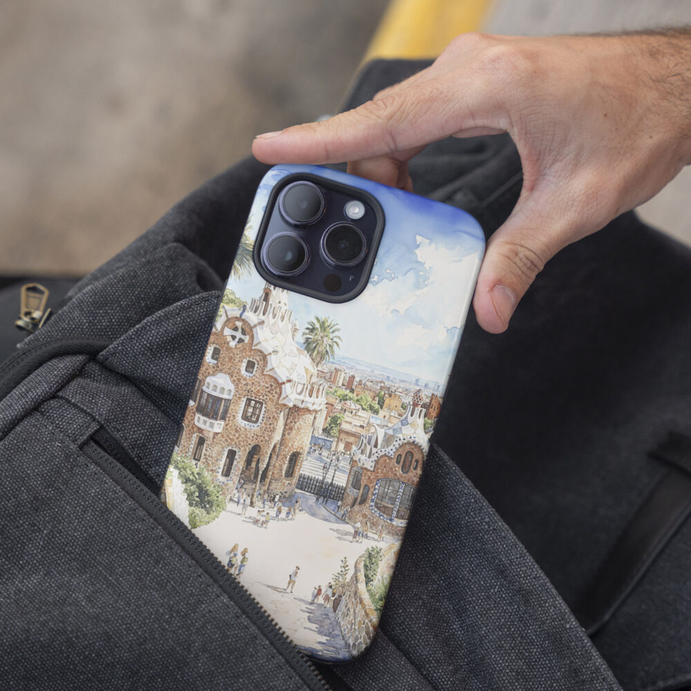 05 - Barcelona Park Guell - Watercolor Art Phone Case - Pocket.jpg 05 - Barcelona Park Guell - Watercolor Art Phone Case - Pocket.jpg