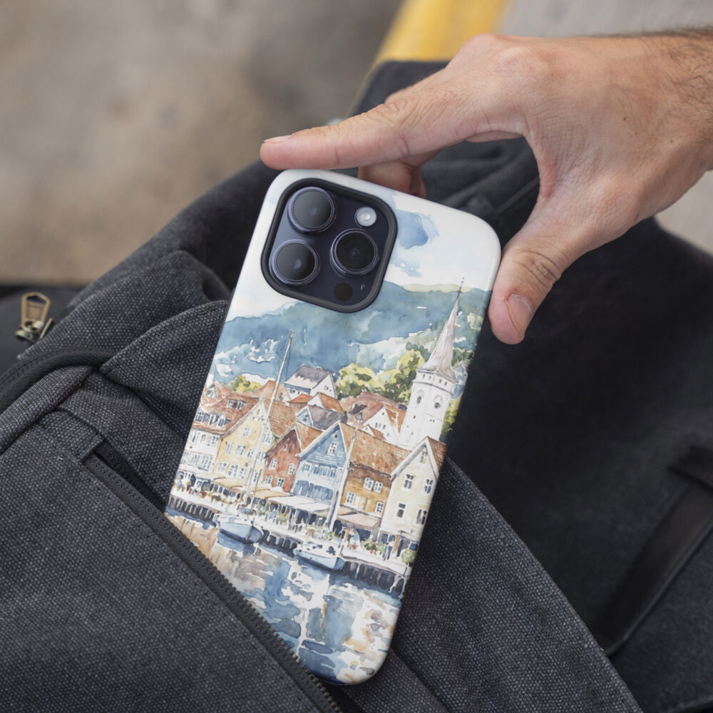 05 - Bergen Norway Watercolor Art Phone Case - Pocket.jpg 05 - Bergen Norway Watercolor Art Phone Case - Pocket.jpg