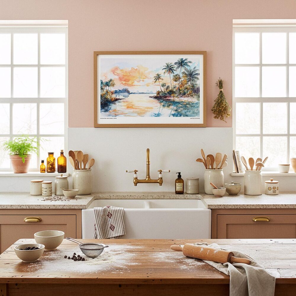 05 - Framed Biscayne National Park Watercolor - Horizontal Art Print in Farmhouse style Kitchen.jpg 05 - Framed Biscayne National Park Watercolor - Horizontal Art Print in Farmhouse style Kitchen.jpg