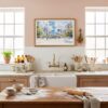 05 - Framed Chicago Cloud Gate Watercolor Art - Horizontal Art Print in Farmhouse style Kitchen.jpg