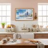 05 - Framed Chicago Skyline Watercolor Art - Horizontal Art Print in Farmhouse style Kitchen.jpg