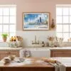 05 - Framed Chicago Skyline Watercolor Art - Horizontal Art Print in Farmhouse style Kitchen.jpg