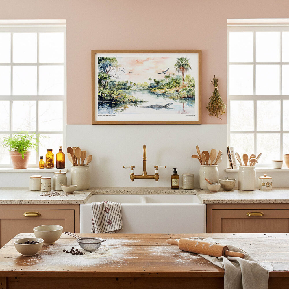 05 - Framed Everglades National Park Watercolor - Horizontal Art Print in Farmhouse style Kitchen.jpg 05 - Framed Everglades National Park Watercolor - Horizontal Art Print in Farmhouse style Kitchen.jpg