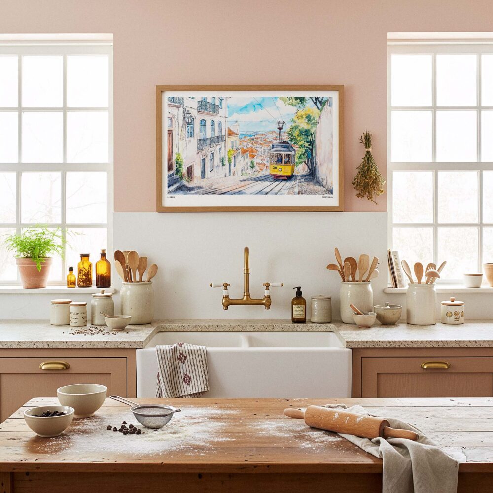 05 - Framed Lisbon Tram 28 Watercolor Art - Horizontal Art Print in Farmhouse style Kitchen - Horizontal.jpg 05 - Framed Lisbon Tram 28 Watercolor Art - Horizontal Art Print in Farmhouse style Kitchen - Horizontal.jpg