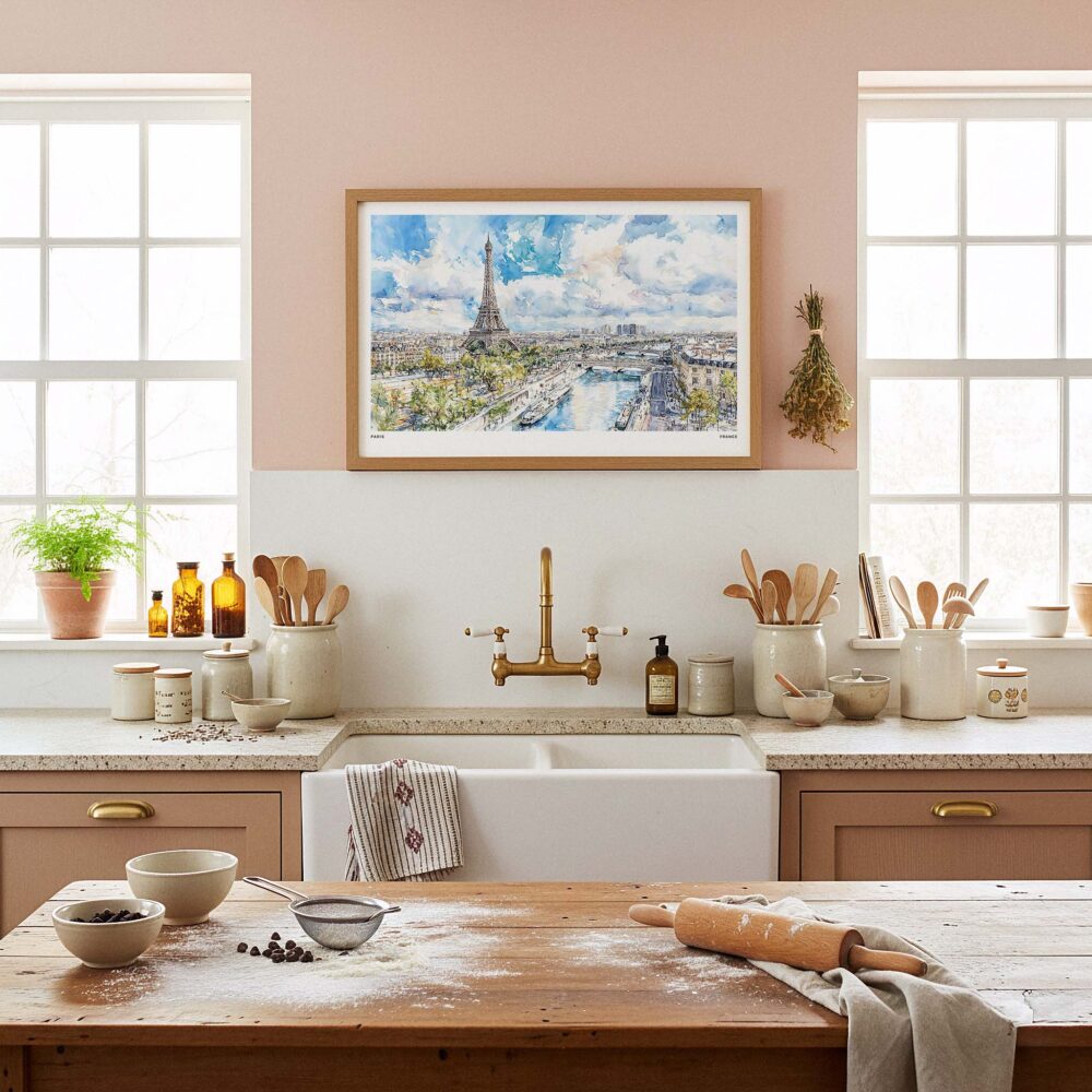 05 - Framed Paris Skyline Watercolor Art - Horizontal Art Print in Farmhouse style Kitchen - Horizontal.jpg 05 - Framed Paris Skyline Watercolor Art - Horizontal Art Print in Farmhouse style Kitchen - Horizontal.jpg