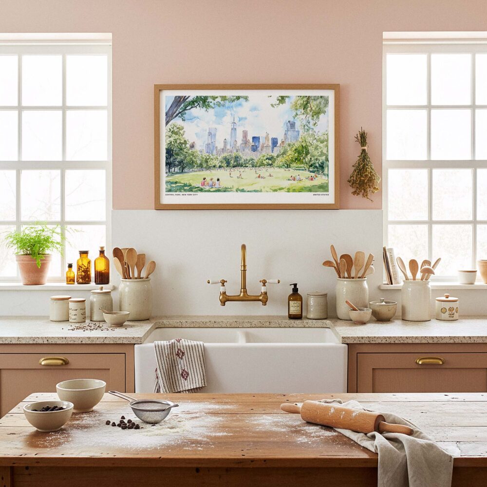 05 - Framed Picnic in Central Park New York Watercolor Art - Horizontal Art Print in Farmhouse style Kitchen - Horizontal.jpg 05 - Framed Picnic in Central Park New York Watercolor Art - Horizontal Art Print in Farmhouse style Kitchen - Horizontal.jpg