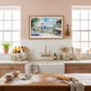 05 - Framed Seattle Skyline Watercolor Art - Horizontal Art Print in Farmhouse style Kitchen - Horizontal.jpg