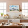05 - Framed Seattle Skyline with Mount Rainier Watercolor Art - Horizontal Art Print in Farmhouse style Kitchen - Horizontal.jpg