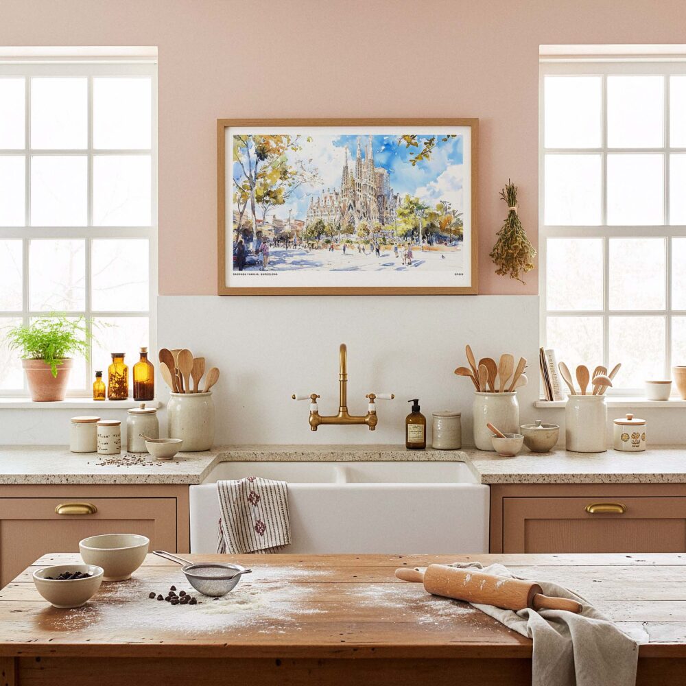05 - Framed Spain Sagrada Familia Watercolor Art - Horizontal Art Print in Farmhouse style Kitchen - Horizontal.jpg 05 - Framed Spain Sagrada Familia Watercolor Art - Horizontal Art Print in Farmhouse style Kitchen - Horizontal.jpg