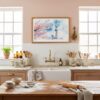 05 - Framed Tokyo Skytree During Sakura Season Watercolor Art - Horizontal Art Print in Farmhouse style Kitchen.jpg