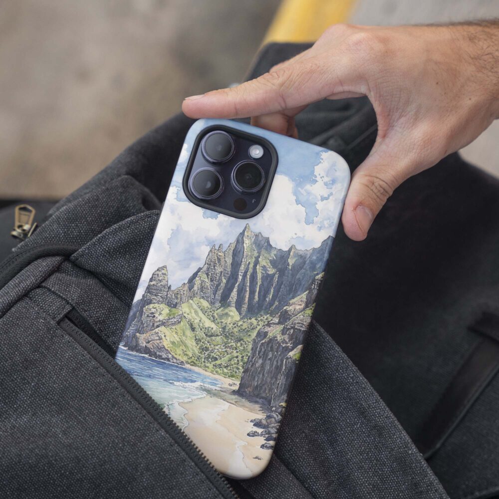 05 - Hawaii Na pali Coast - Watercolor Art Phone Case - Pocket.jpg 05 - Hawaii Na pali Coast - Watercolor Art Phone Case - Pocket.jpg