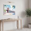 05 - NYC Brooklyn Bridge Watercolor Art - Horizontal Art - Digital Download - Hallway.jpg