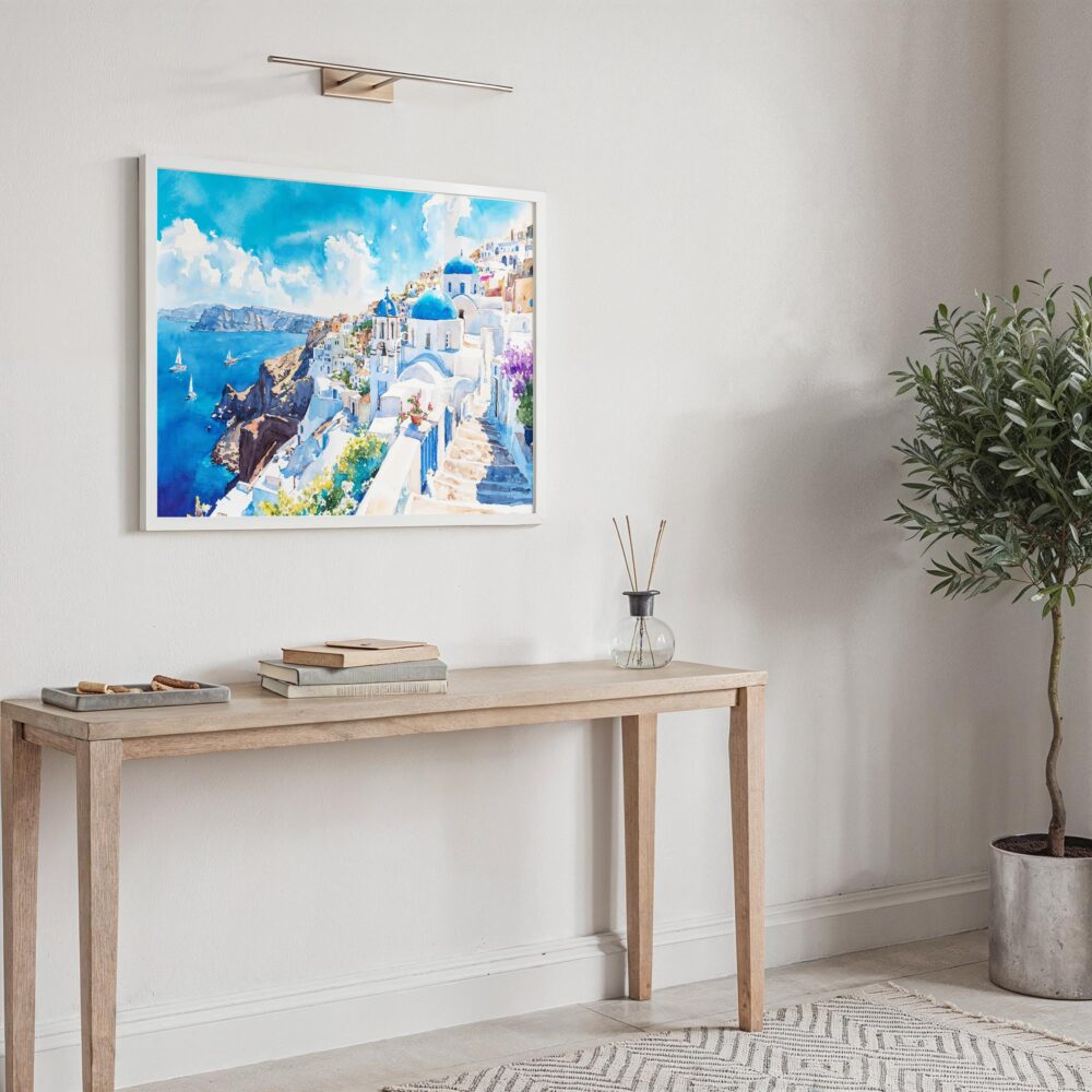 05 - Santorini Blue Dome Church Watercolor Art - Horizontal Art - Digital Download - Hallway.jpg 05 - Santorini Blue Dome Church Watercolor Art - Horizontal Art - Digital Download - Hallway.jpg