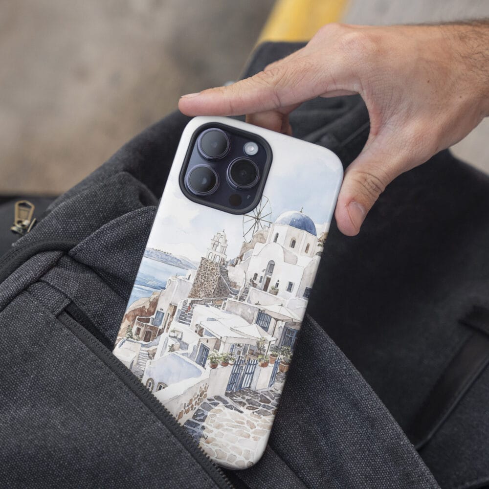 05 - Santorini Blue Dome - Watercolor Art Phone Case - Pocket.jpg 05 - Santorini Blue Dome - Watercolor Art Phone Case - Pocket.jpg