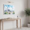 05 - Seattle Skyline with Mount Rainier Watercolor Art - Horizontal Art - Digital Download - Hallway.jpg