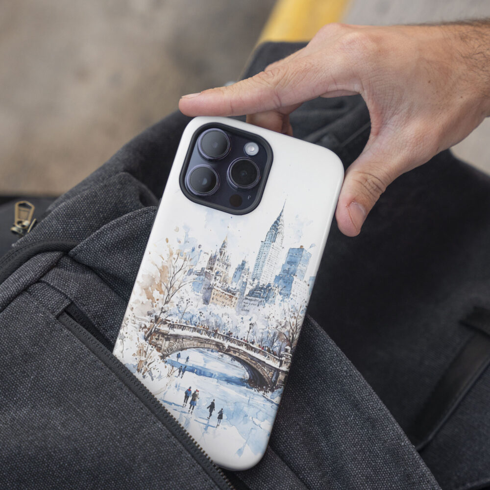 05 - White Christmas Central Park New York Watercolor Art Phone Case - Pocket.jpg 05 - White Christmas Central Park New York Watercolor Art Phone Case - Pocket.jpg