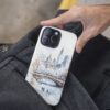 05 - White Christmas Central Park New York Watercolor Art Phone Case - Pocket.jpg