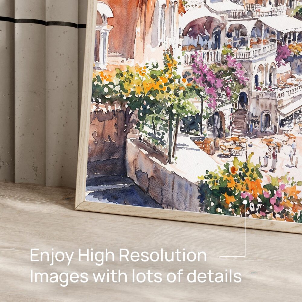 06 - Amalfi Coast Watercolor Art - Horizontal Art - Digital Download - Detail Zoom .jpg 06 - Amalfi Coast Watercolor Art - Horizontal Art - Digital Download - Detail Zoom .jpg