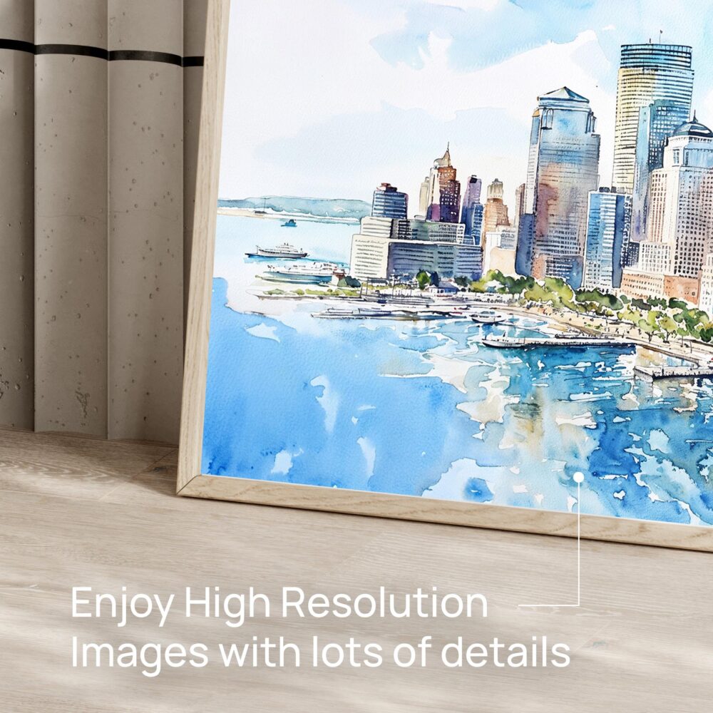 06 - New York City Skyline Watercolor Art - Horizontal Art - Digital Download - Detail Zoom .jpg 06 - New York City Skyline Watercolor Art - Horizontal Art - Digital Download - Detail Zoom .jpg