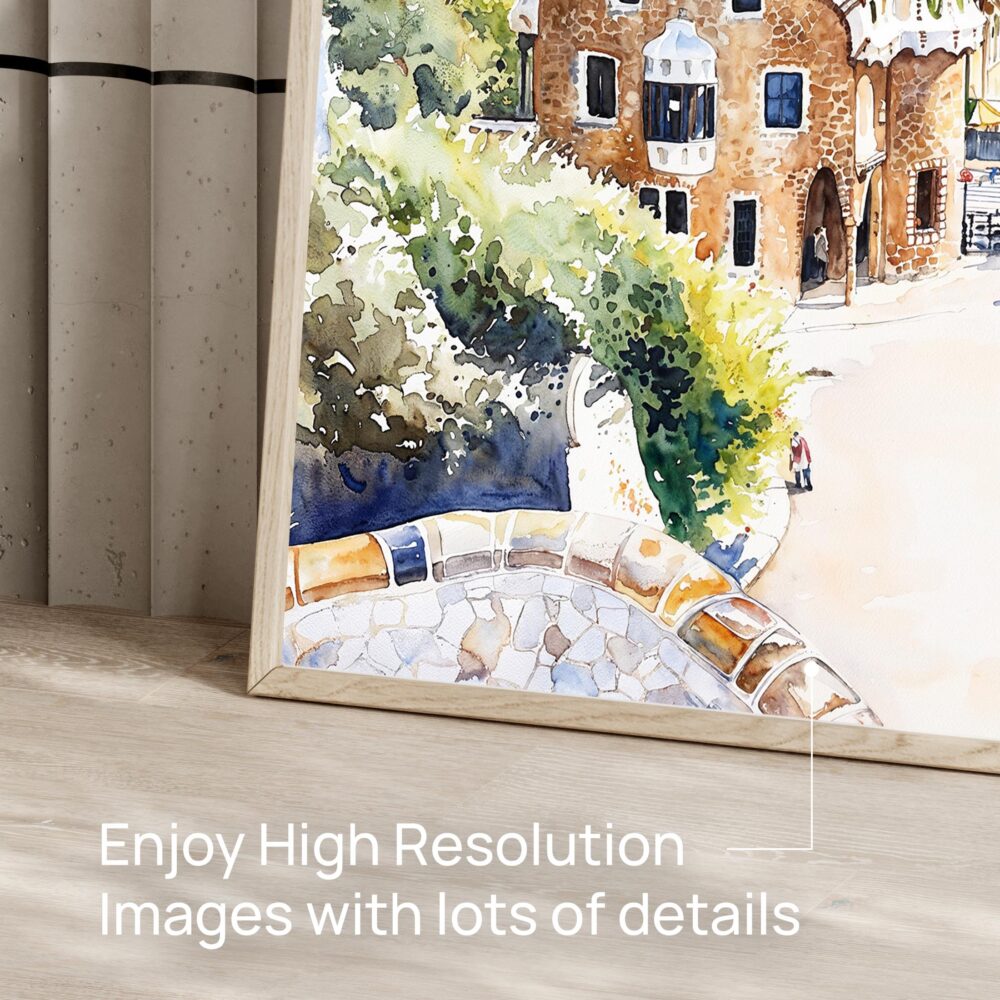 06 - Park Guell Spain Watercolor Art - Horizontal Art - Digital Download - Detail Zoom .jpg 06 - Park Guell Spain Watercolor Art - Horizontal Art - Digital Download - Detail Zoom .jpg