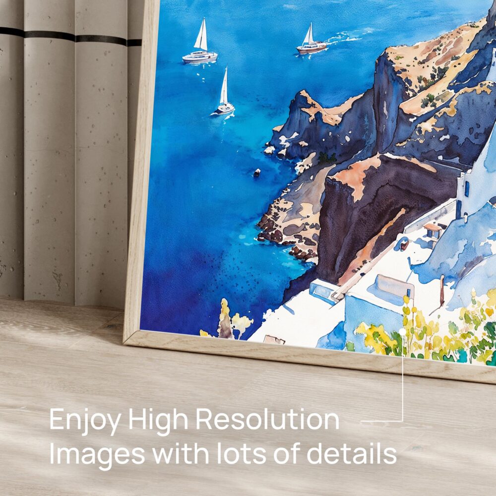 06 - Santorini Blue Dome Church Watercolor Art - Horizontal Art - Digital Download - Detail Zoom .jpg 06 - Santorini Blue Dome Church Watercolor Art - Horizontal Art - Digital Download - Detail Zoom .jpg